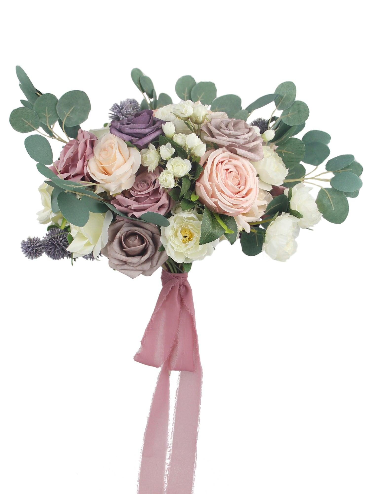 15.7 inch wide Dusty Rose Freeform Bridal Bouquet - Rinlong Flower