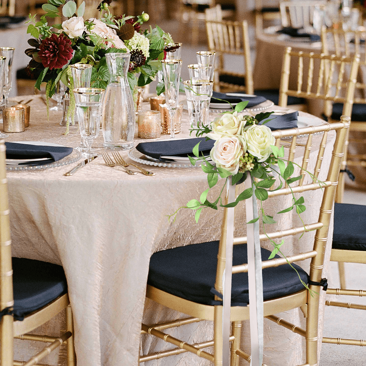 6Pcs Blush & Cream Aisle Flower Arrangement - Rinlong Flower
