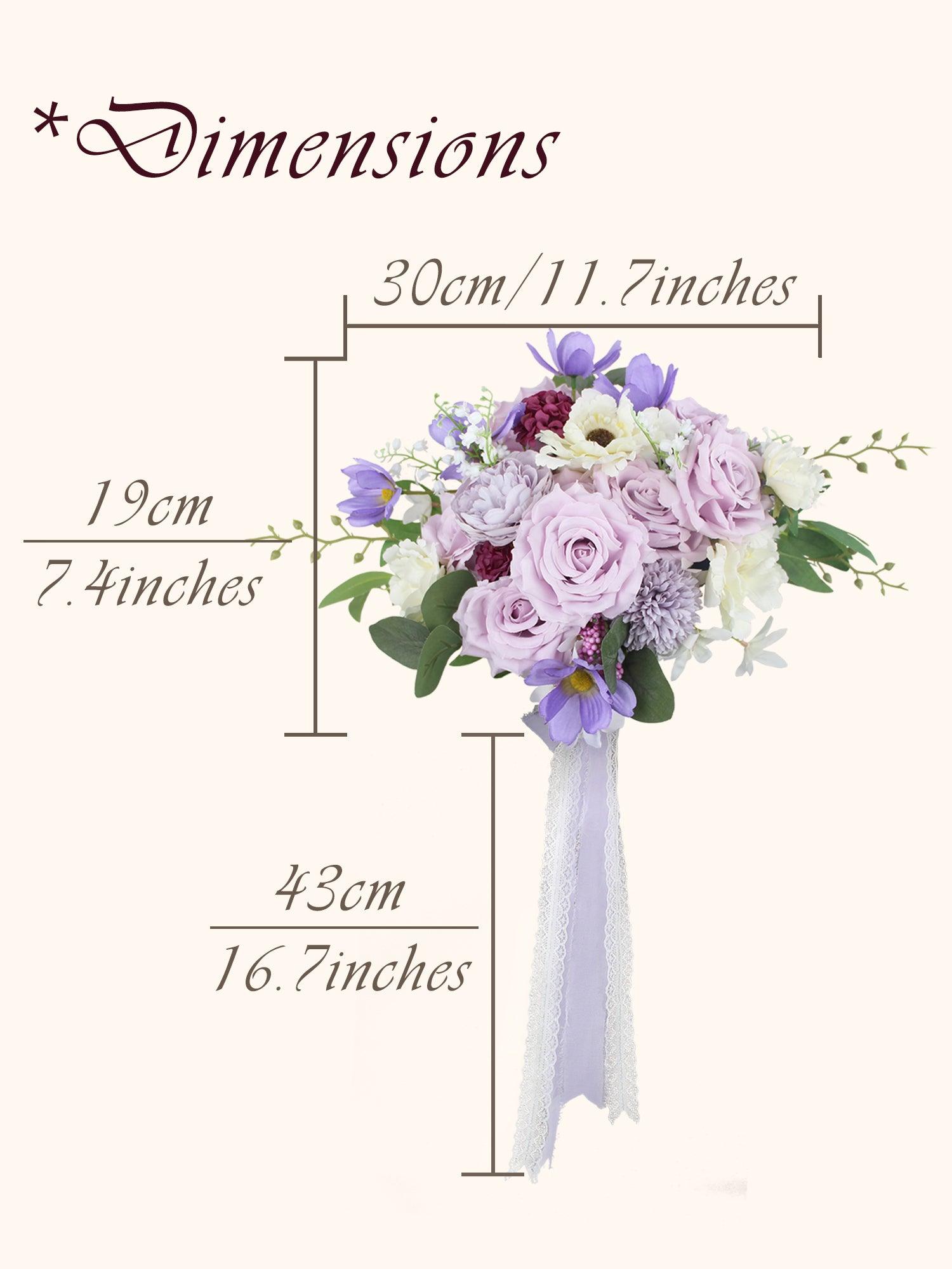 11.7 inch wide Pastel Purple Bridal Bouquet - Rinlong Flower