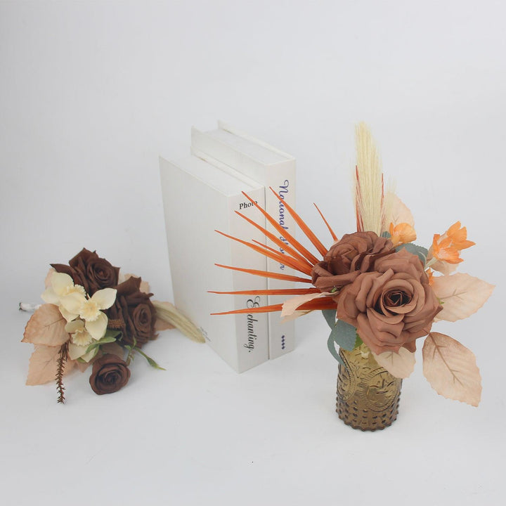 Rustic Brown Flower Centerpieces in Amber Vases - Rinlong Flower