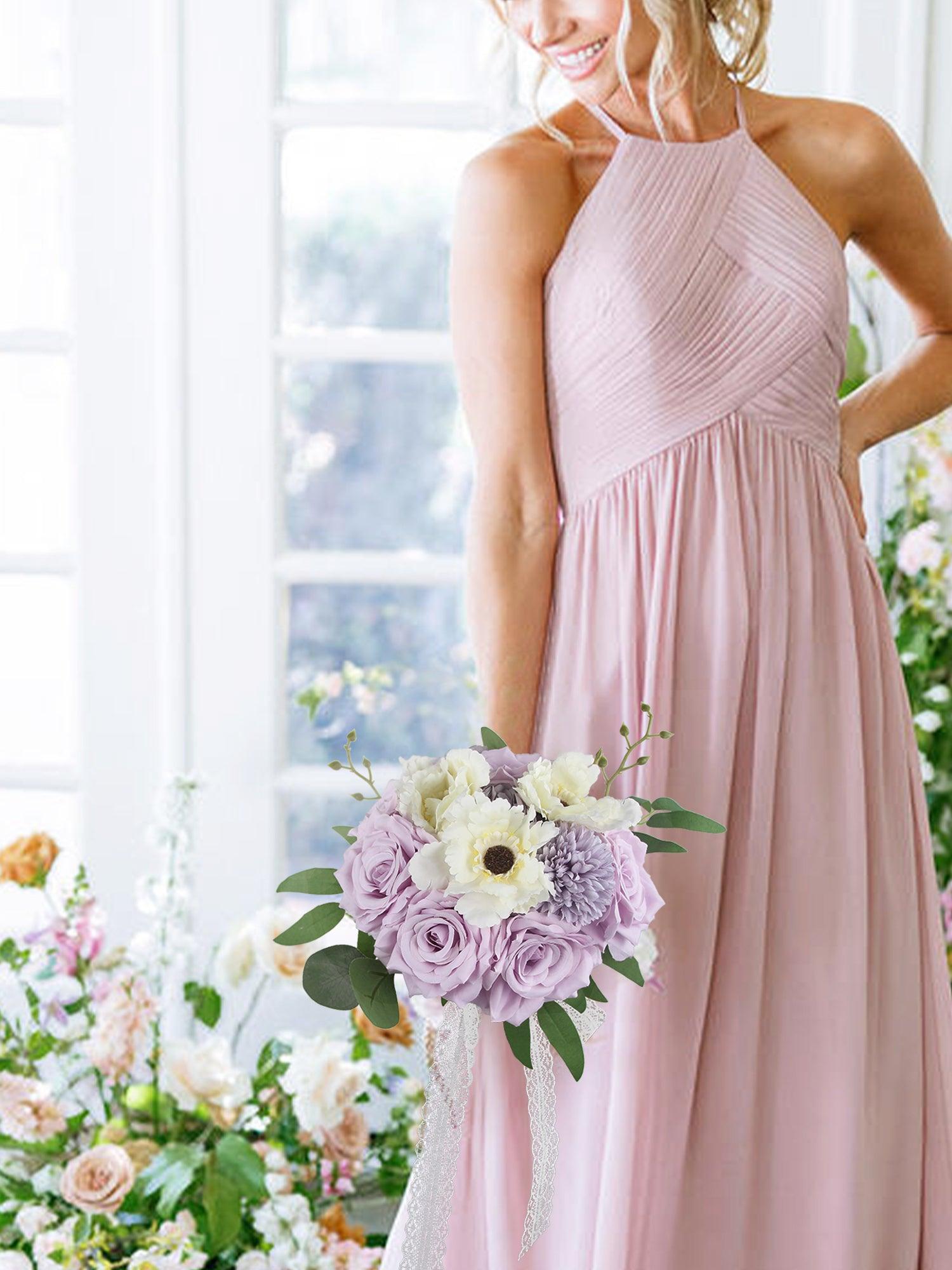 8.9 inch wide Pastel Purple Bridesmaid Bouquet 8.9 inch wide Pastel Purple Bridesmaid Bouquet