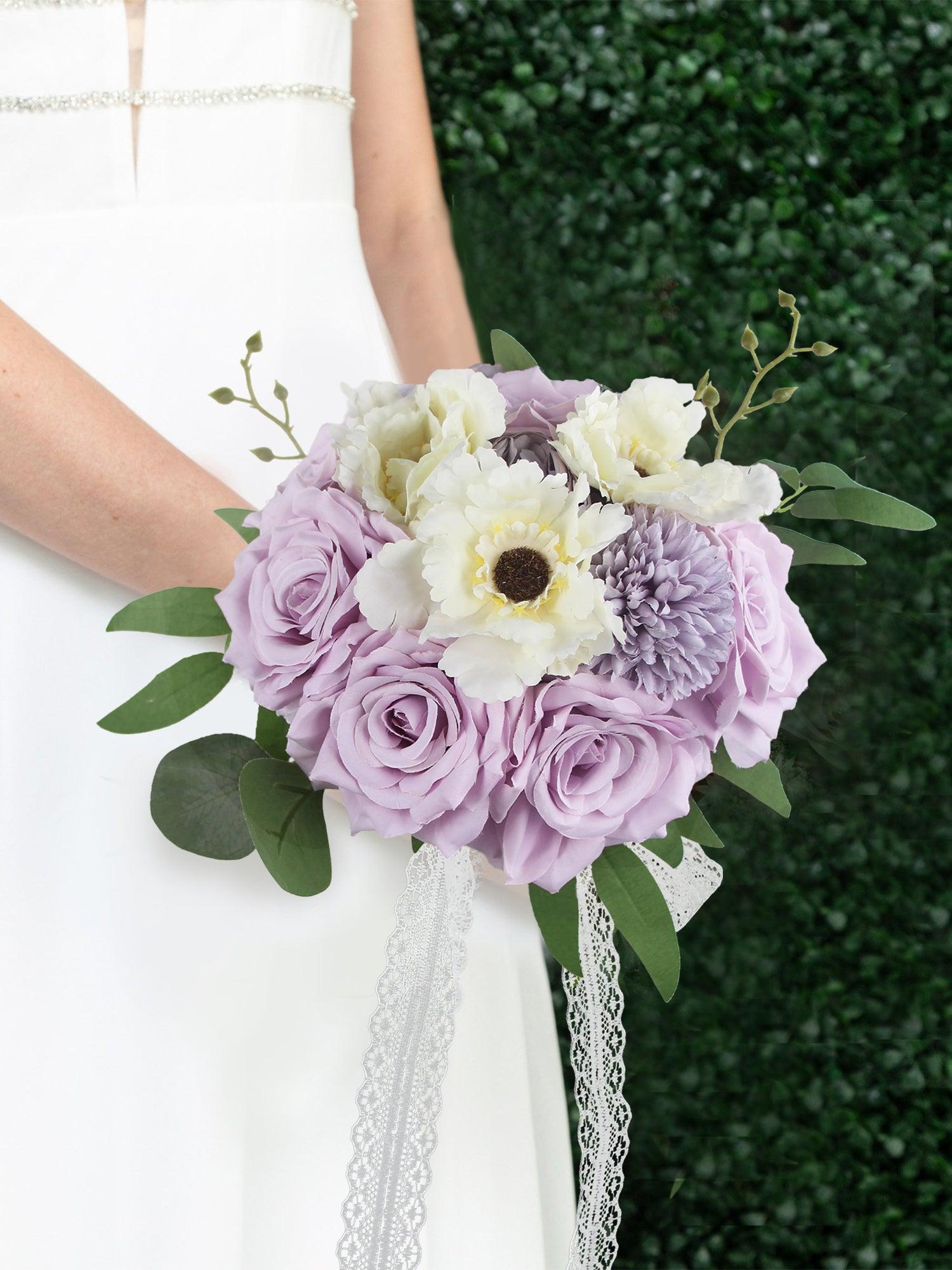8.9 inch wide Pastel Purple Bridesmaid Bouquet - Rinlong Flower