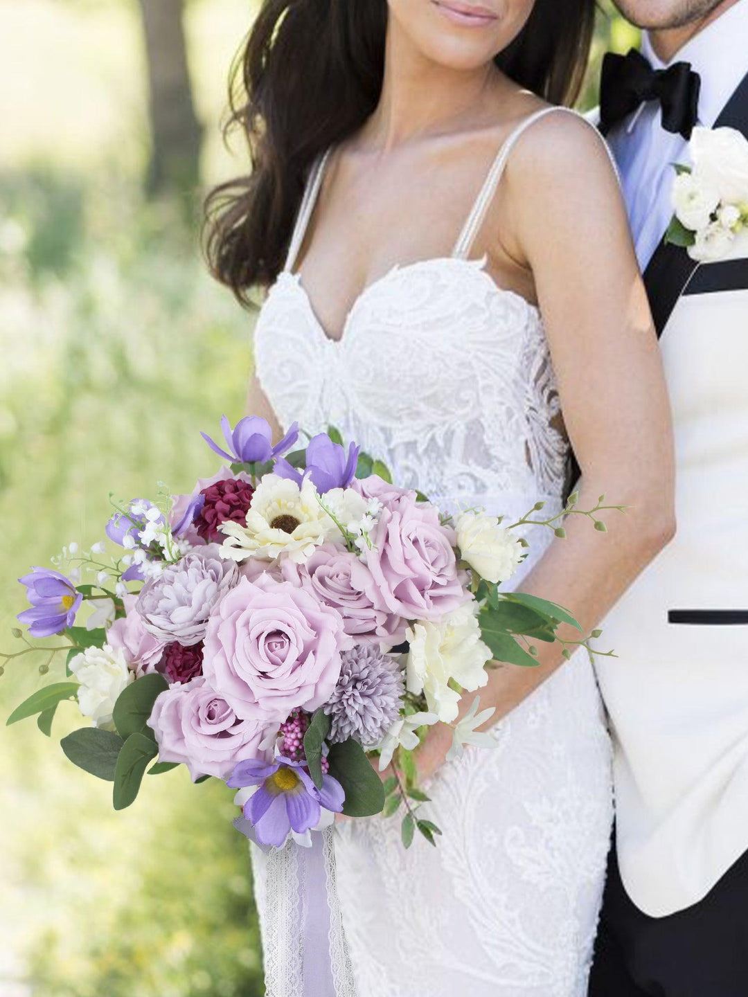 11.7 inch wide Pastel Purple Bridal Bouquet
