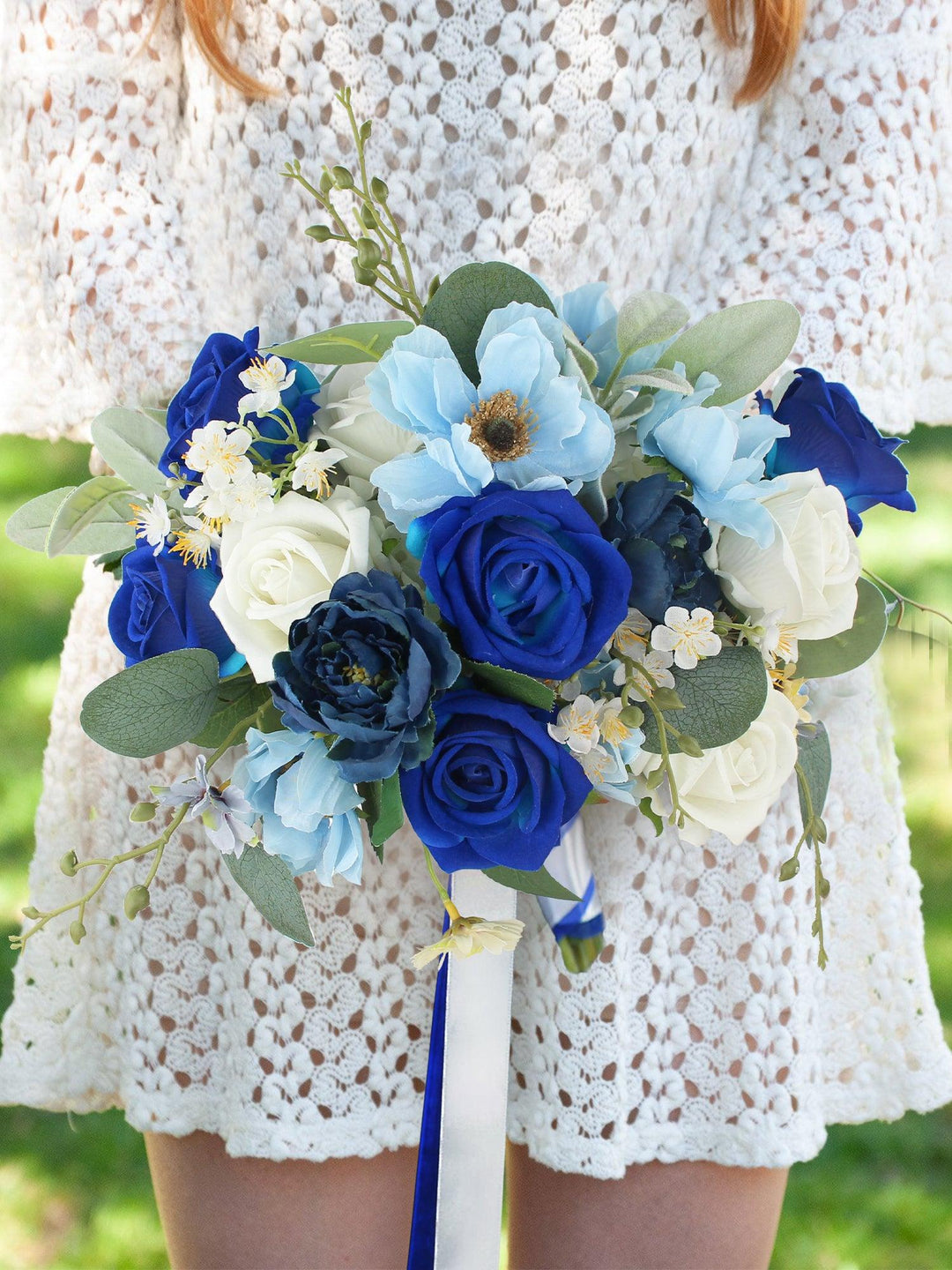 Rinlong Navy Blue Wedding Aisle Decor Church Chair Bench Pew Flowers –  Rinlong Flower