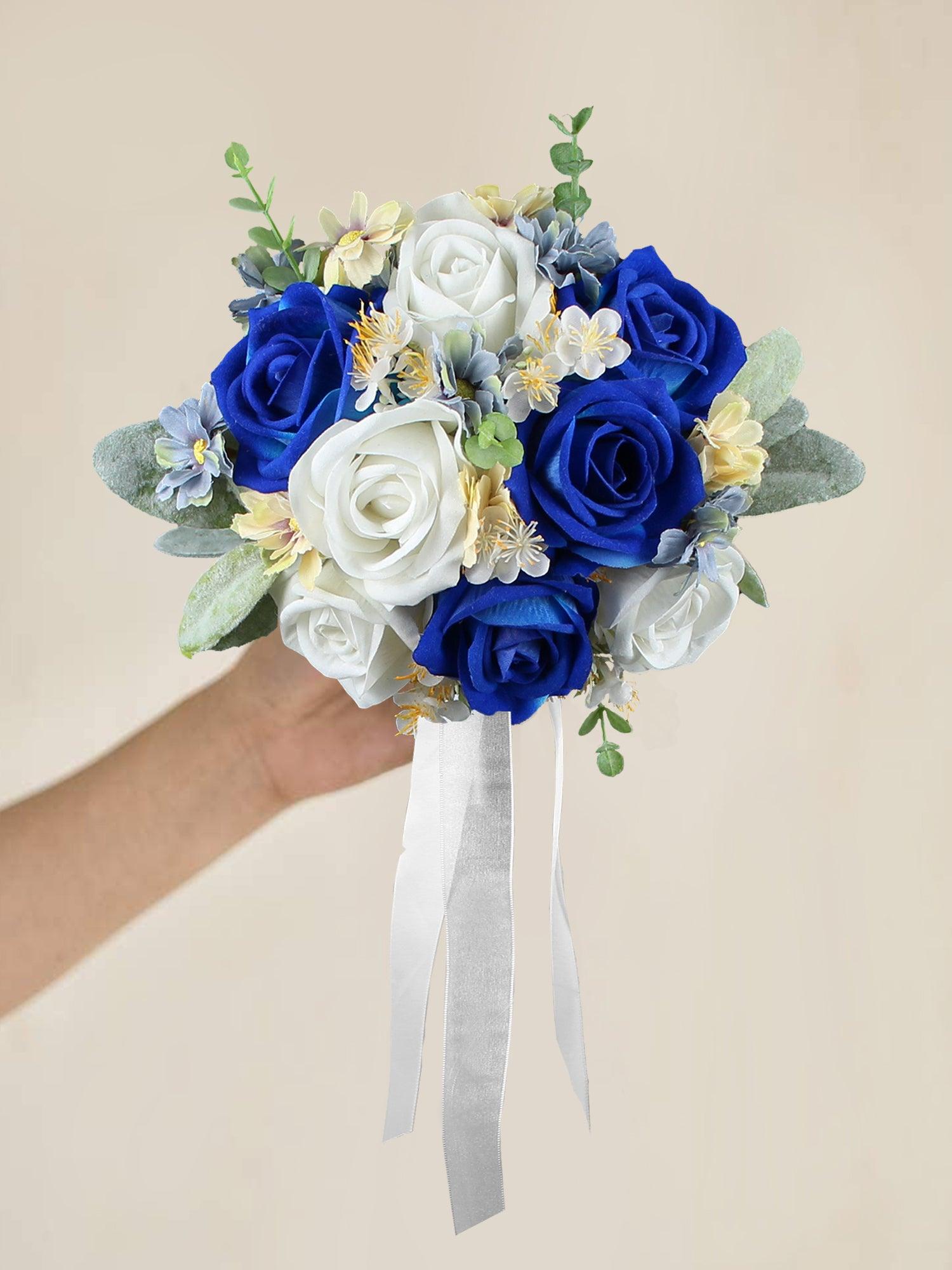 7 inch wide Sapphire Blue Bridesmaid Bouquet - Rinlong Flower