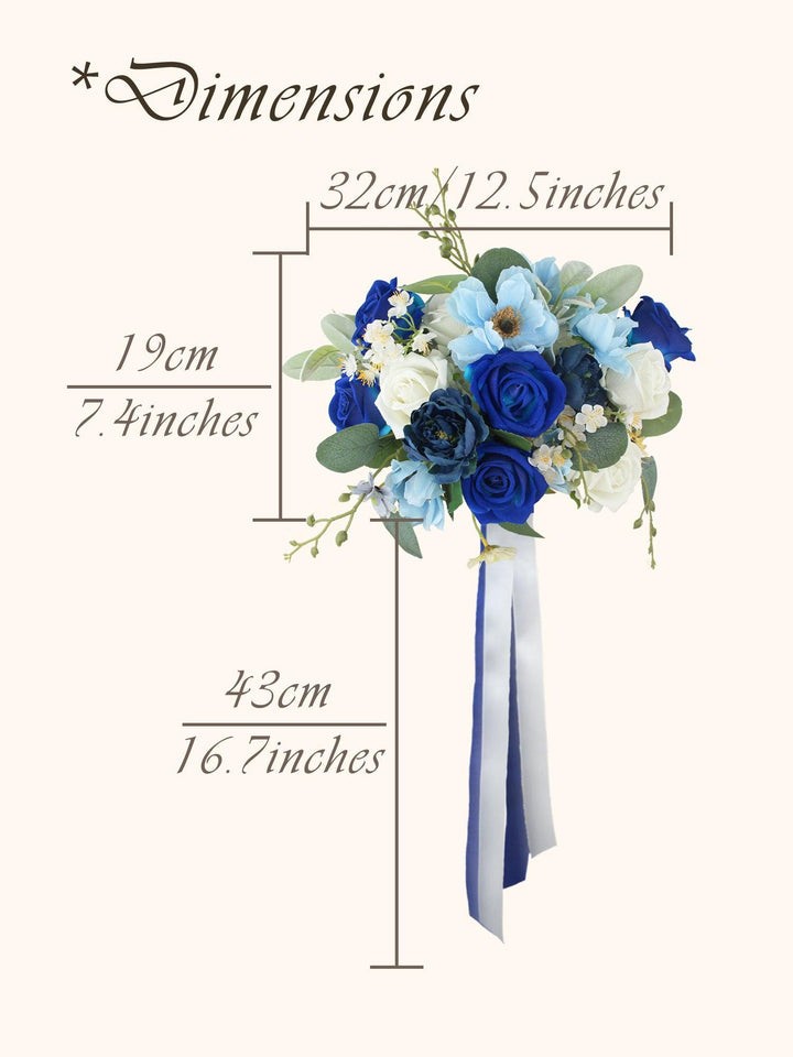 12.5 inch wide Sapphire Blue Bridal Bouquet
