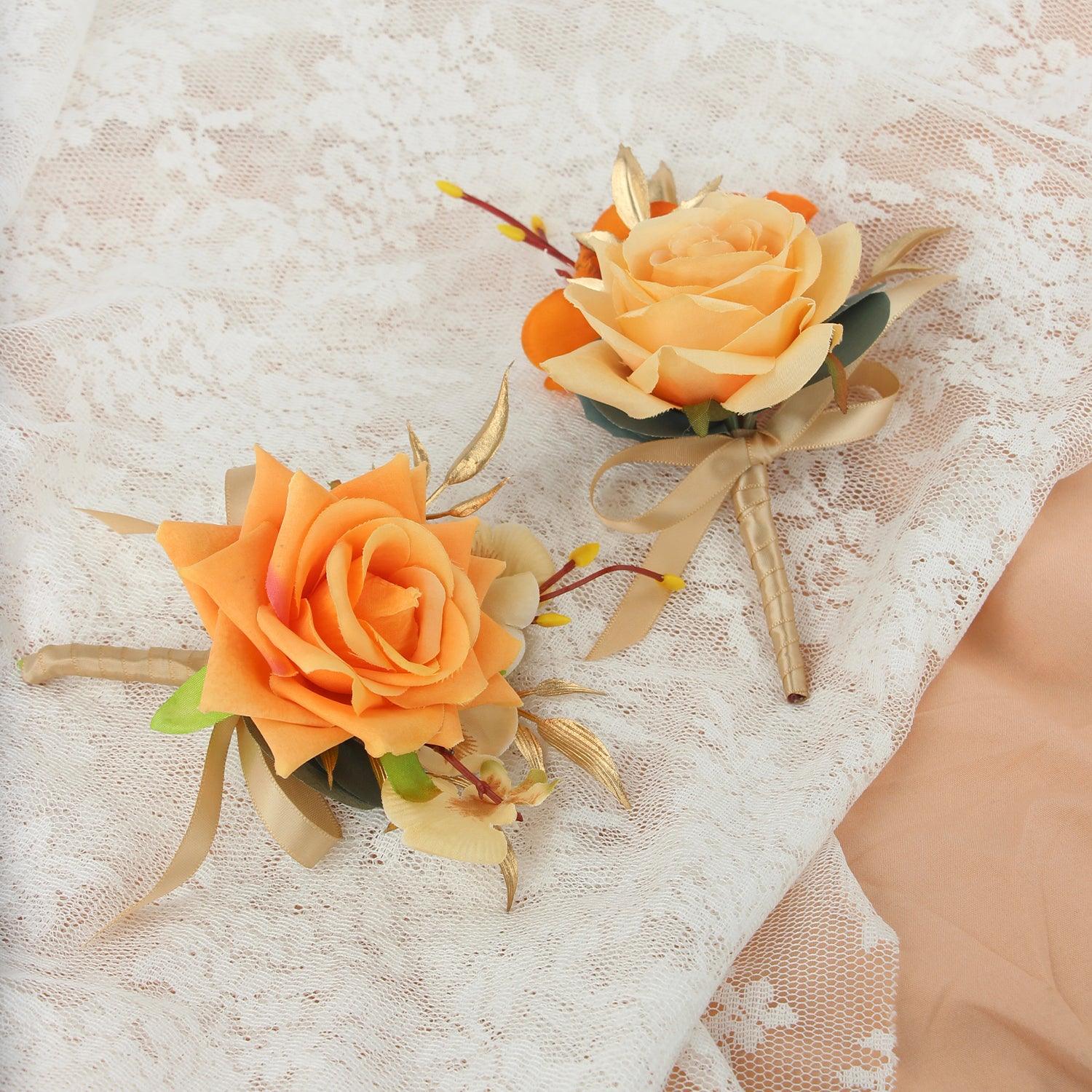 Peach Boutonnieres - Set of 6 - Rinlong Flower