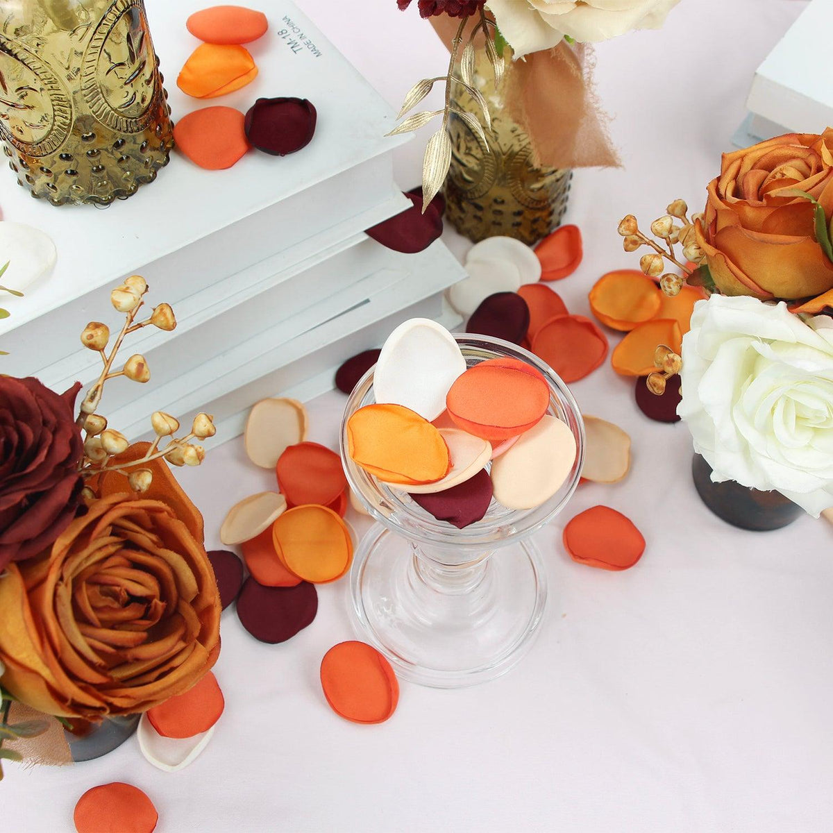 400pcs Burnt Orange Silk Petals - Rinlong Flower