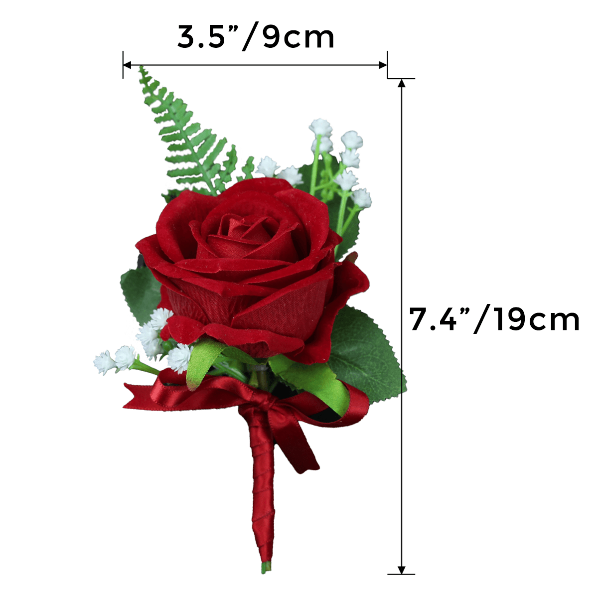 6Pcs Red Rose Boutonniere - Rinlong Flower