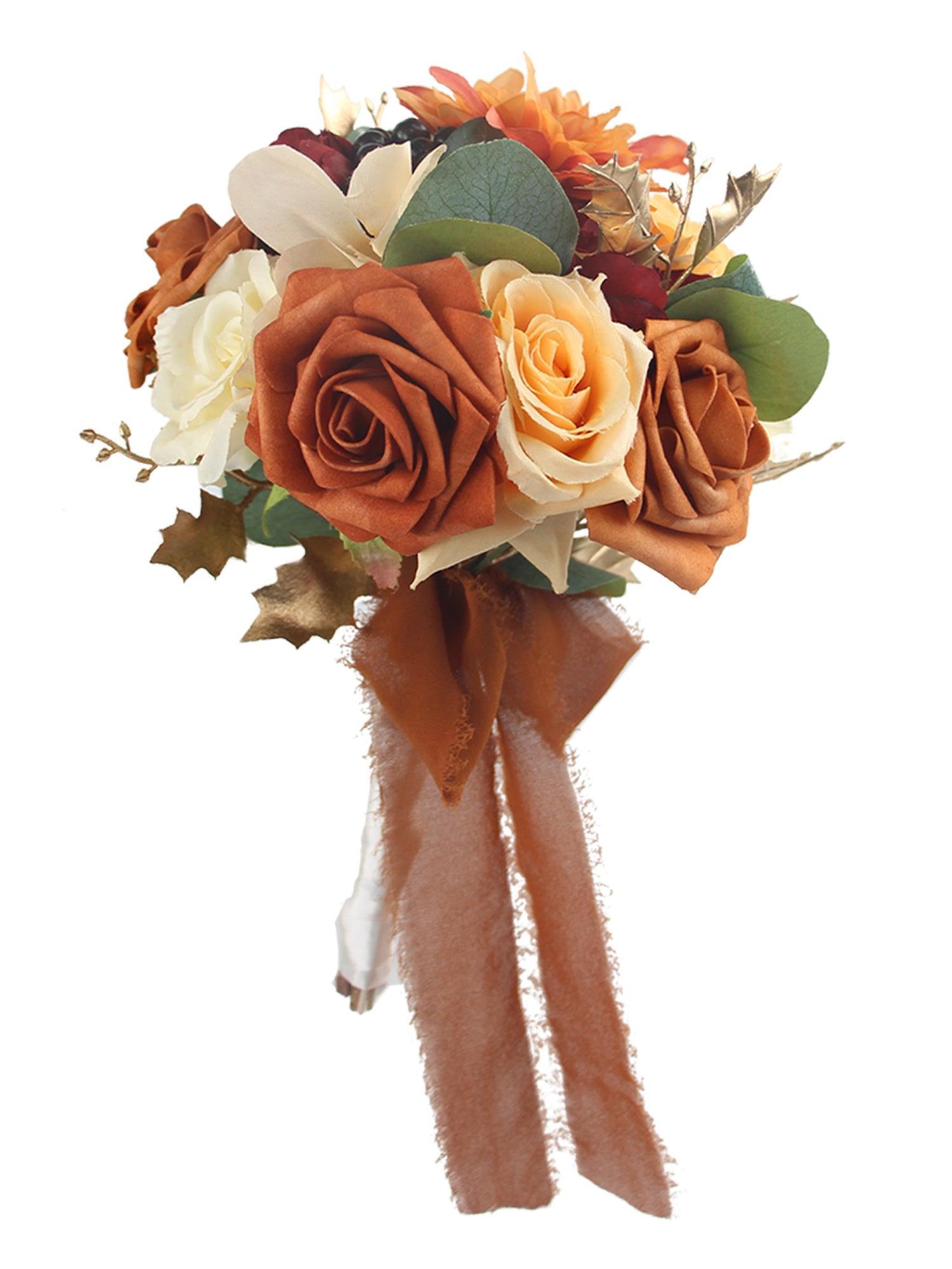 7.8 inch wide Rounded Terracotta Bridesmaid Bouquet - Rinlong Flower