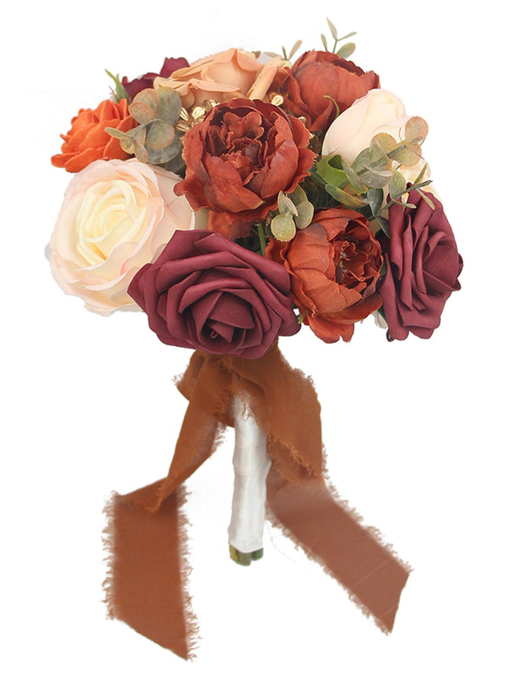 7.8 inch wide Rounded Terracotta Bridesmaid Bouquet