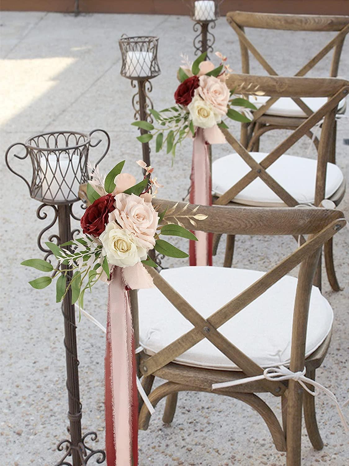 Burgundy Blush Flowers Chair Decor Rinlong Flower