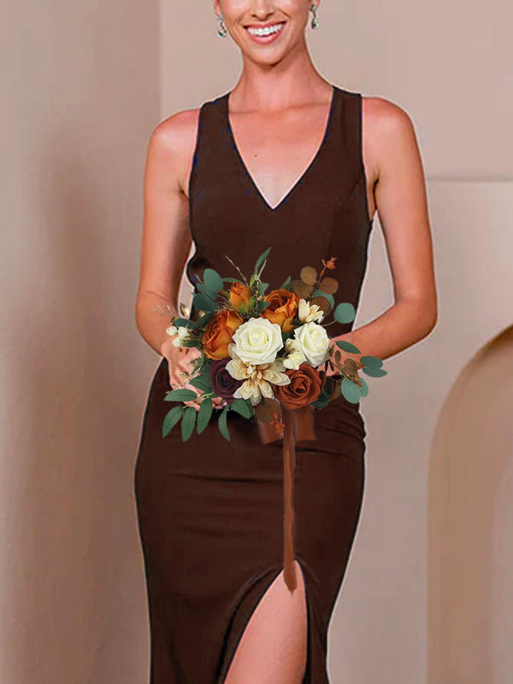 11.4 inch wide Terracotta Bridesmaid Bouquet