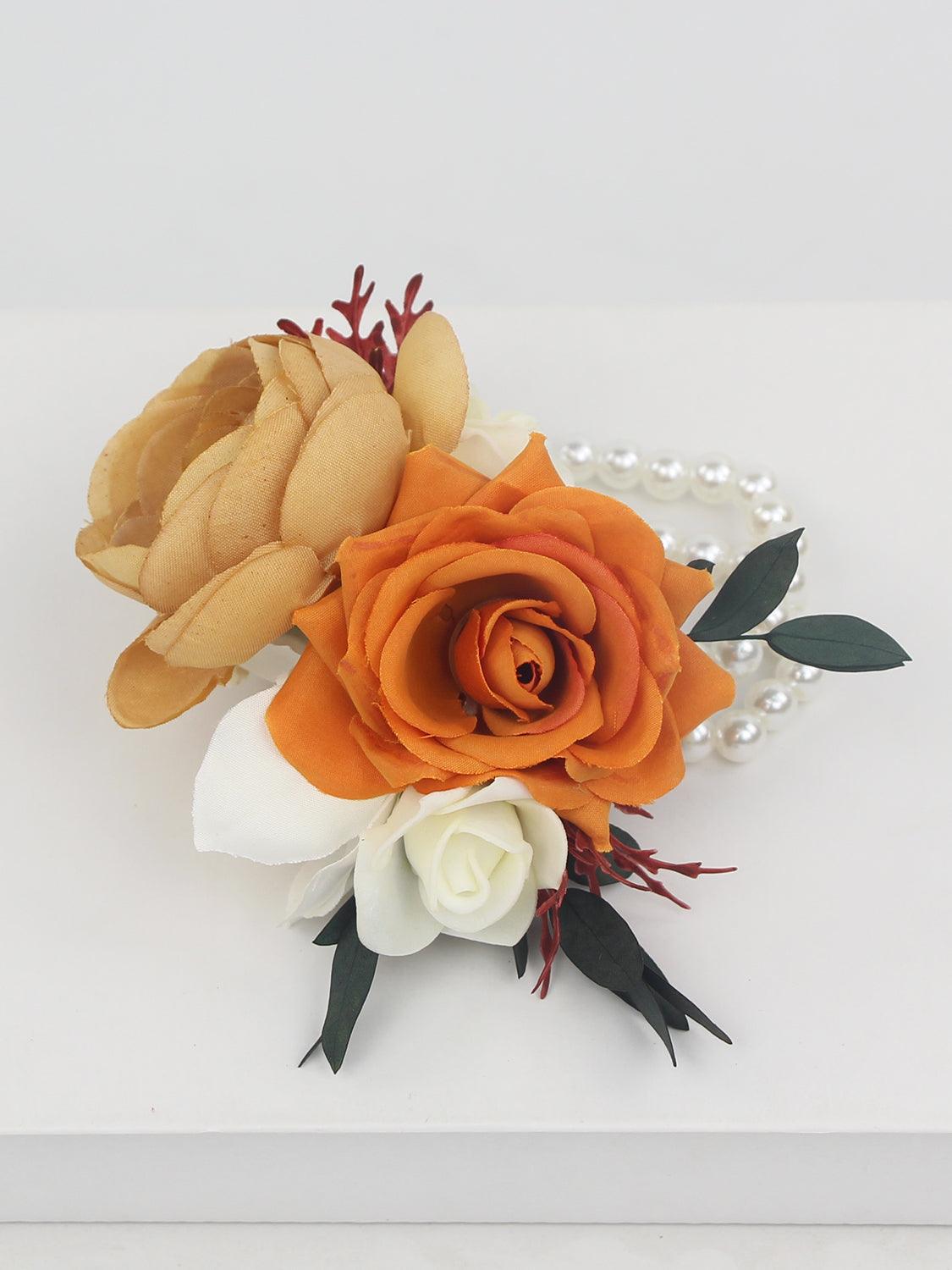 6Pcs Boho Burnt Orange Wrist Corsages - Rinlong Flower