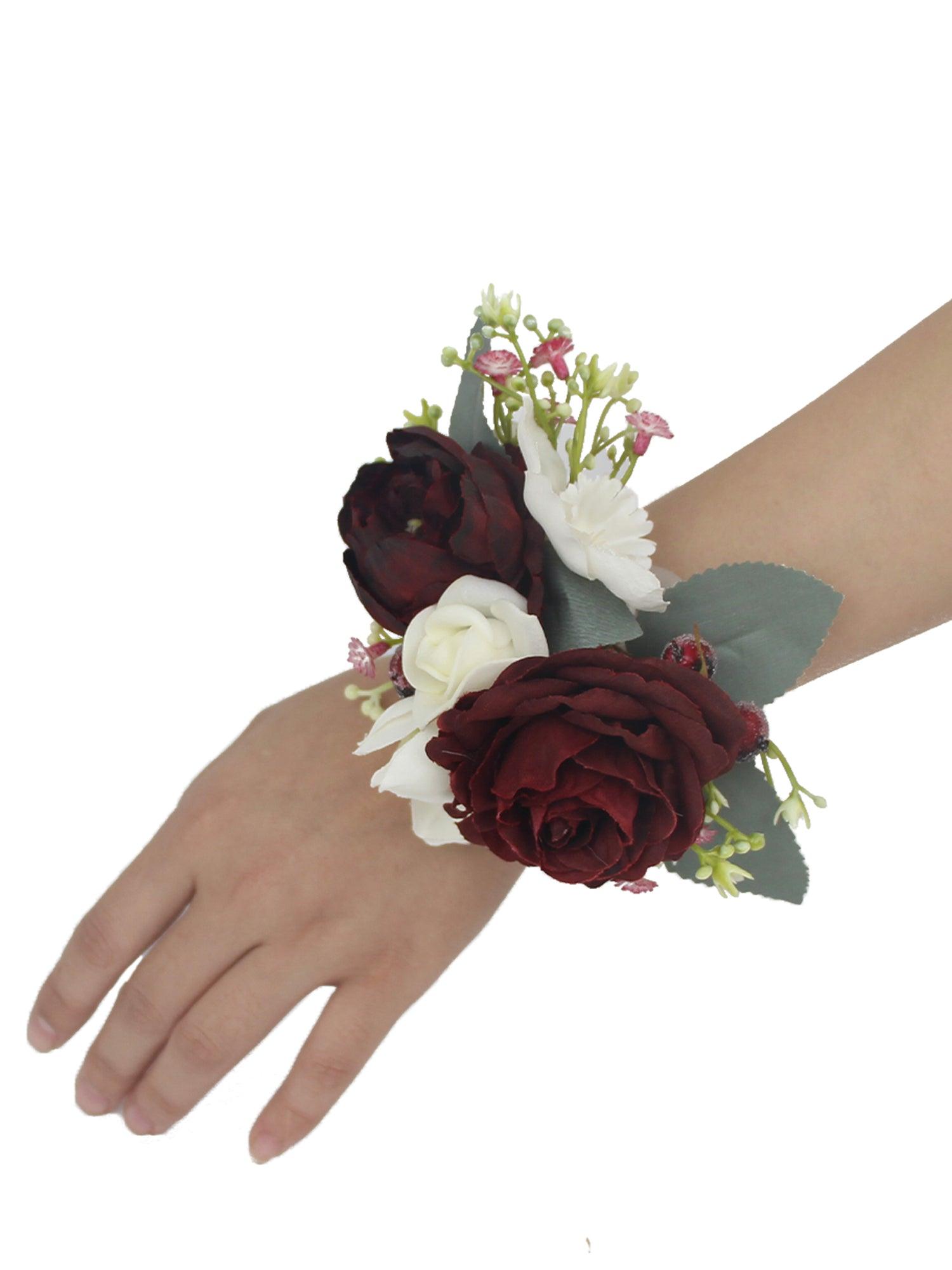 Burgundy Wrist Corsage - Rinlong Flower