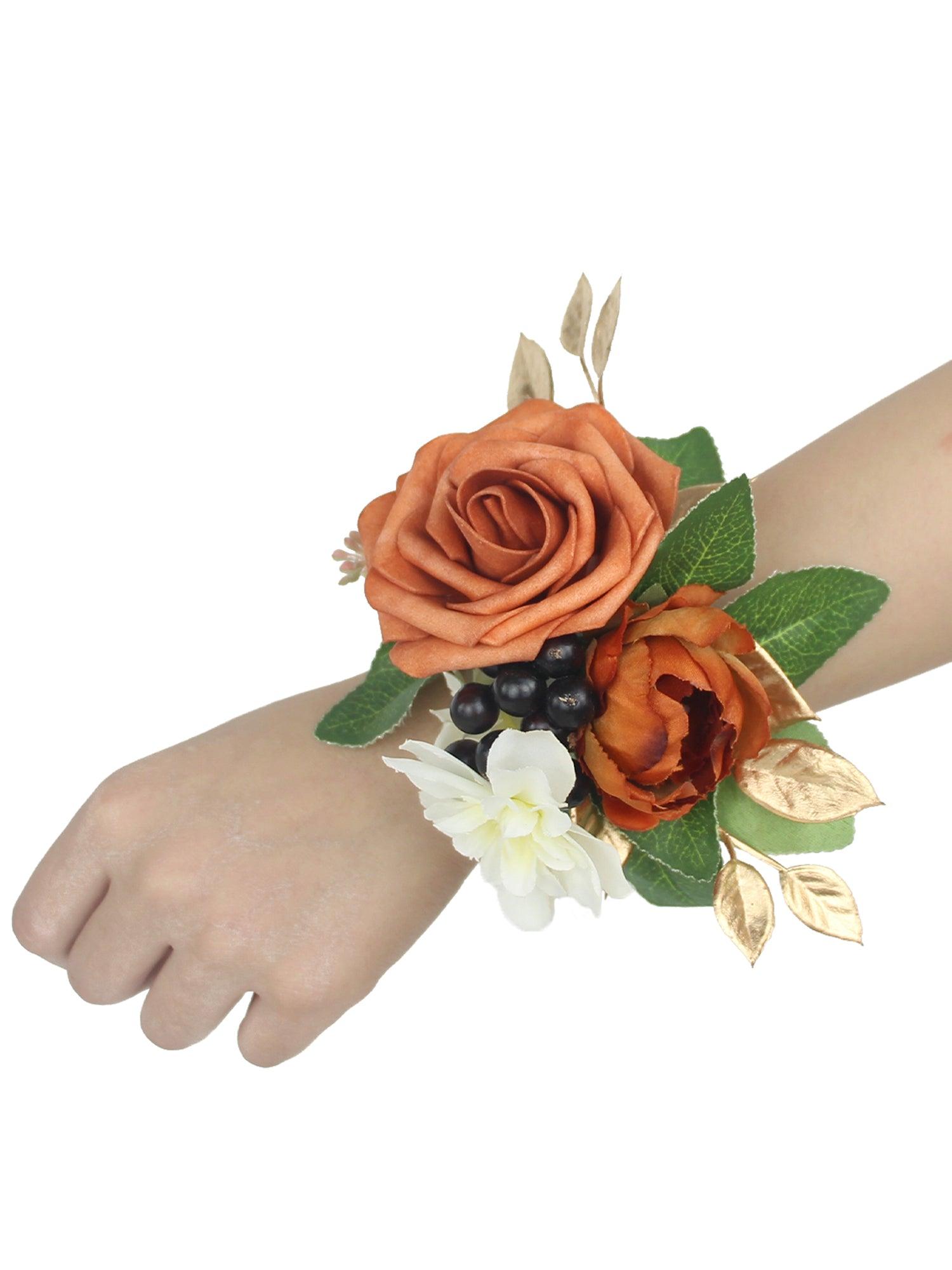 Burnt Orange Wrist Corsage - Rinlong Flower